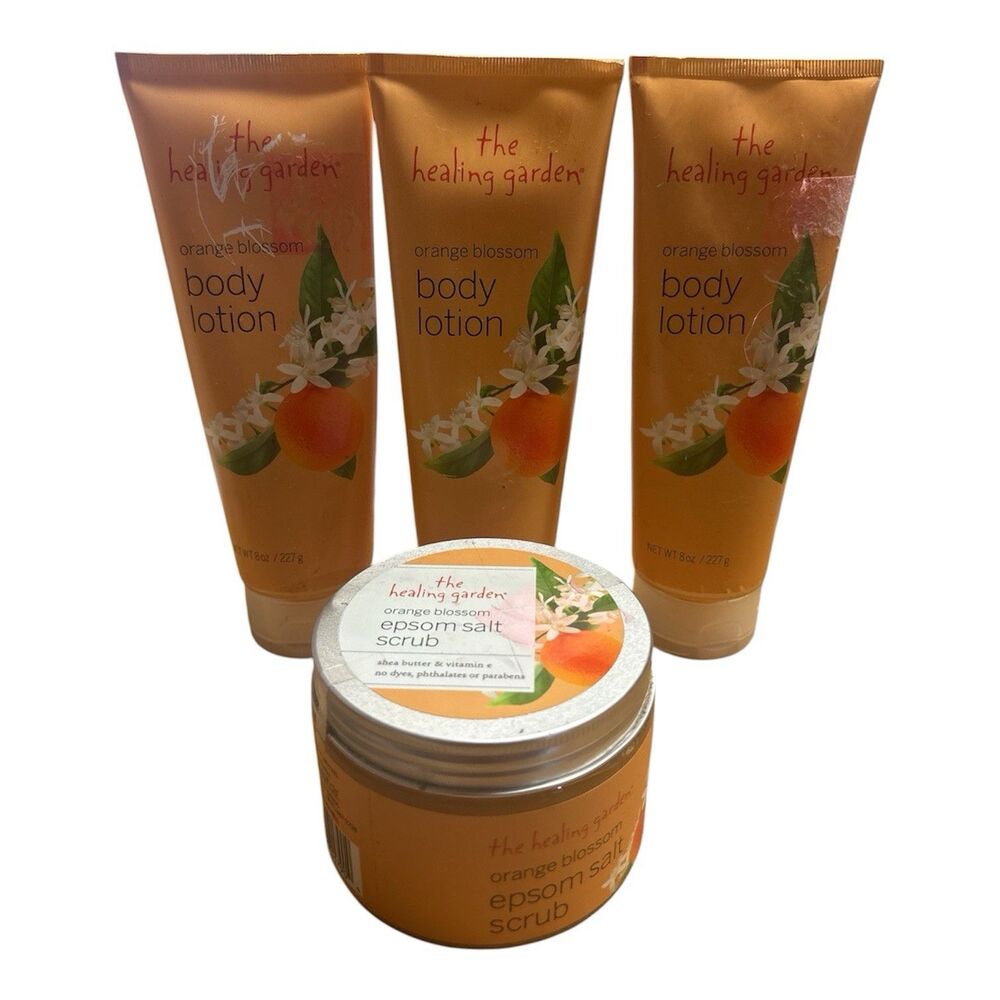 New The Healing Garden Body Lotion And Salt Scrub Orange Blossom